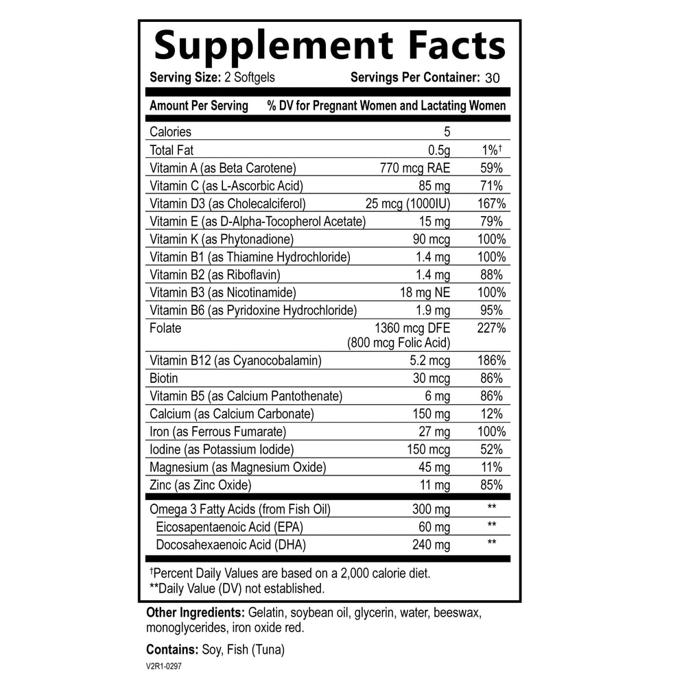 Built by Nature Prenatal iron softgels showing energy-nutrient blend.