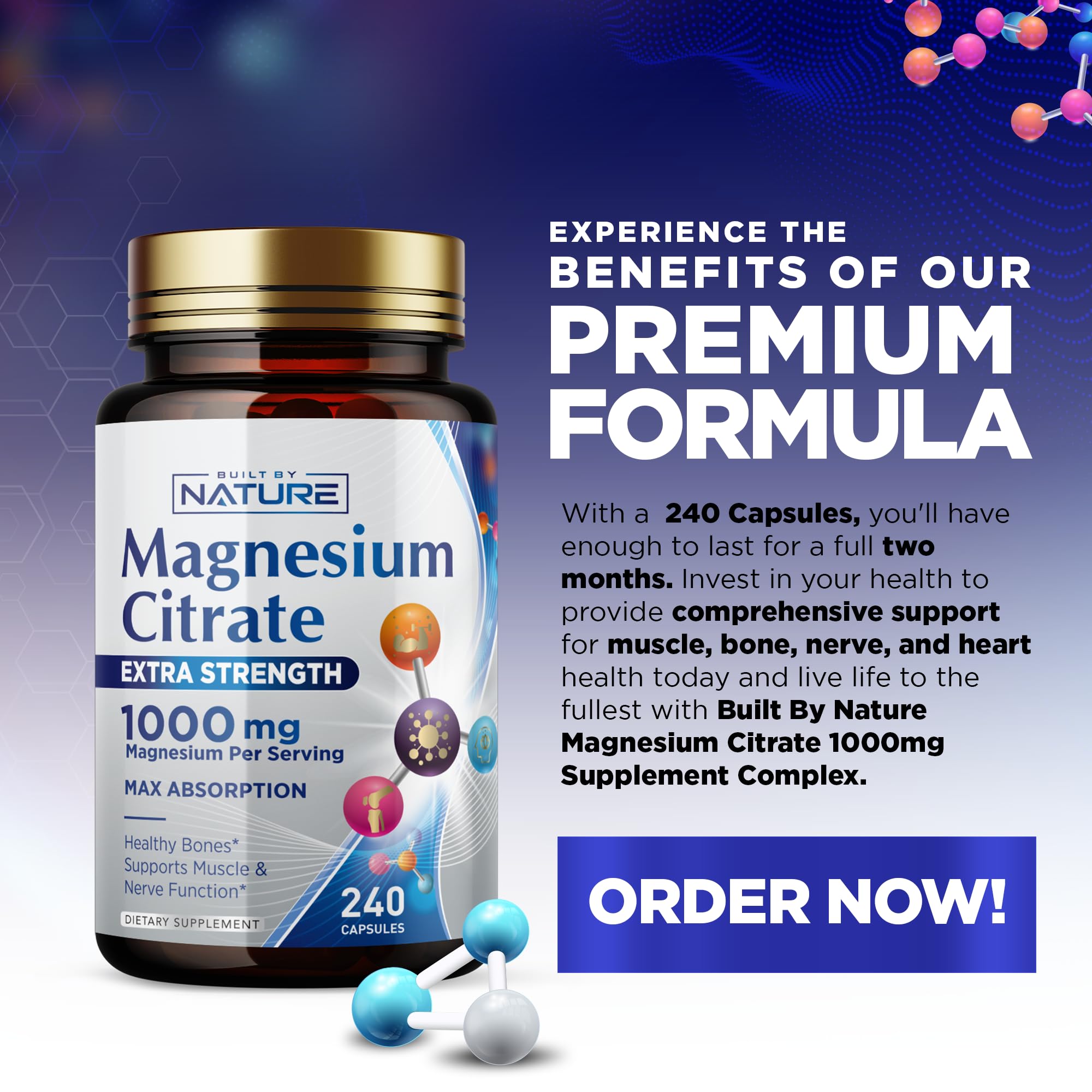 Built By Nature sleep improvement concept with capsules and night setting.