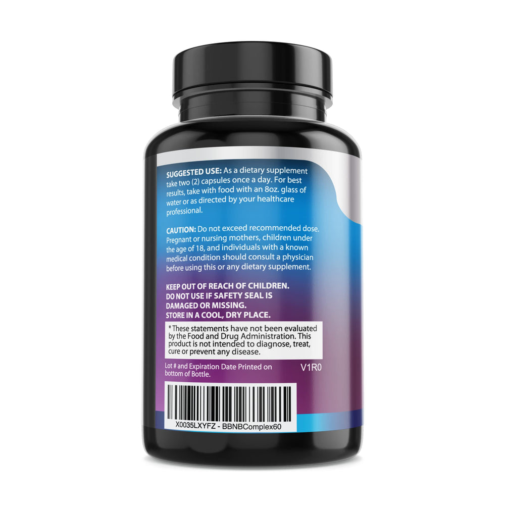 Non-GMO and gluten-free status highlighted for Built By Nature Super B Complex.