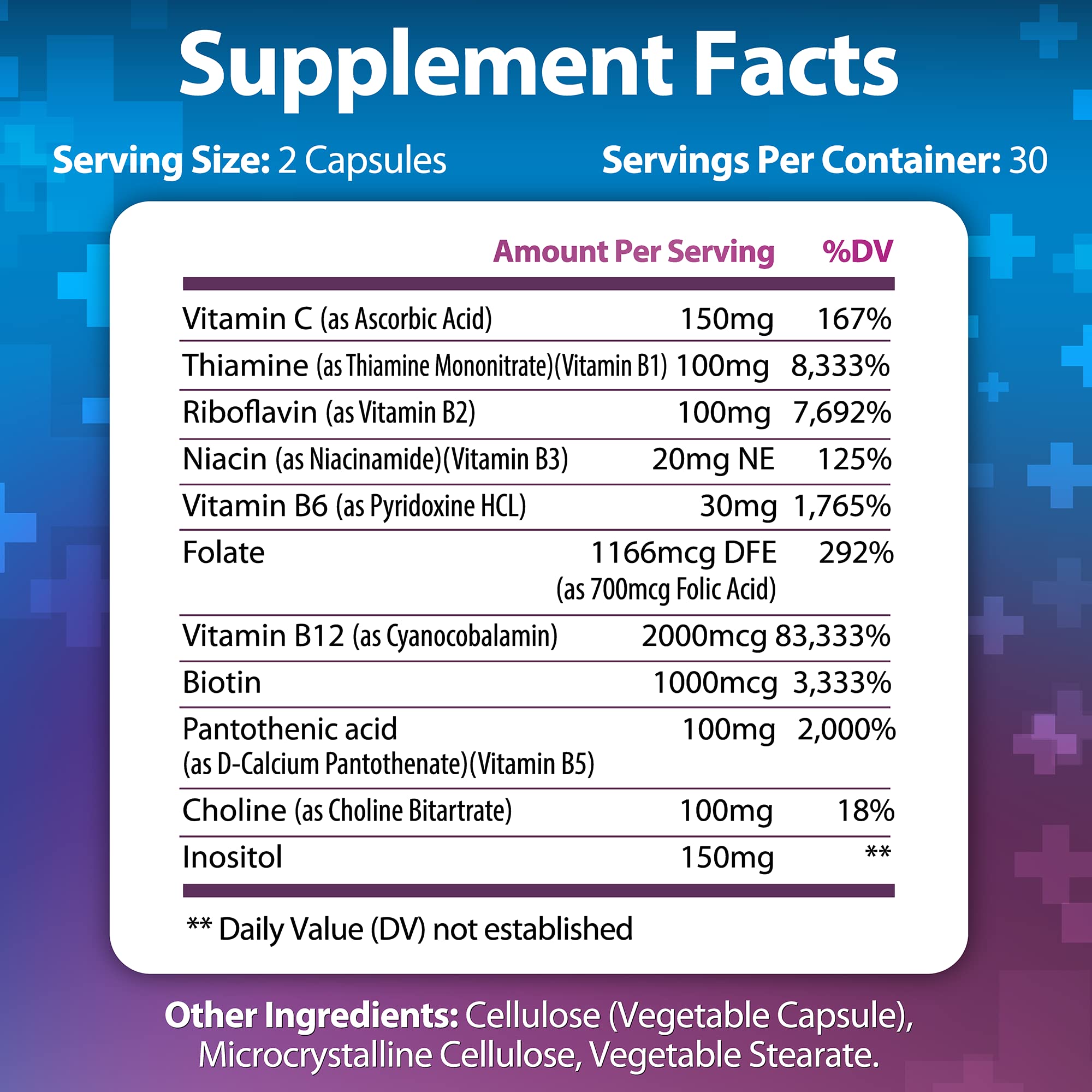 Packaging shot of Built By Nature Super B Complex emphasizes gluten- and dairy-free vegan formula.