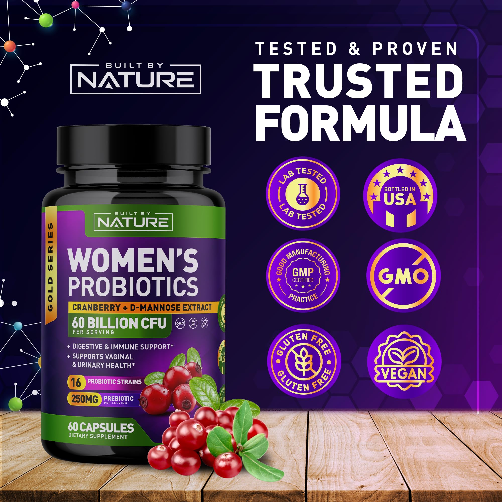 Digestive health scene featuring Built by Nature Probiotics for Women for daily routine
