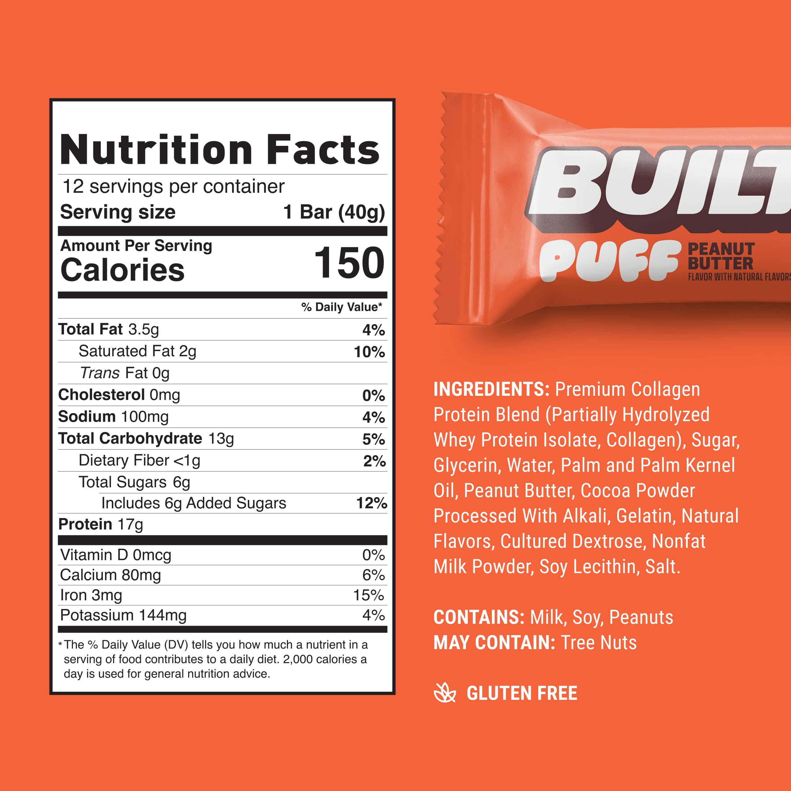 Built Bar Puffs with chocolate coating and smooth texture