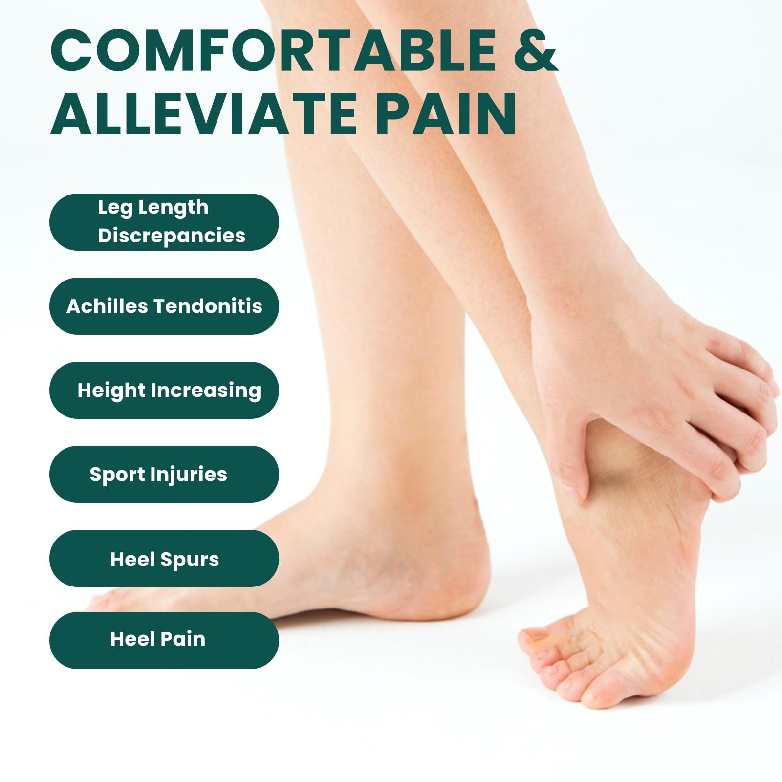 Bukihome memory PU foam heel lift provides added shock absorption during daily wear