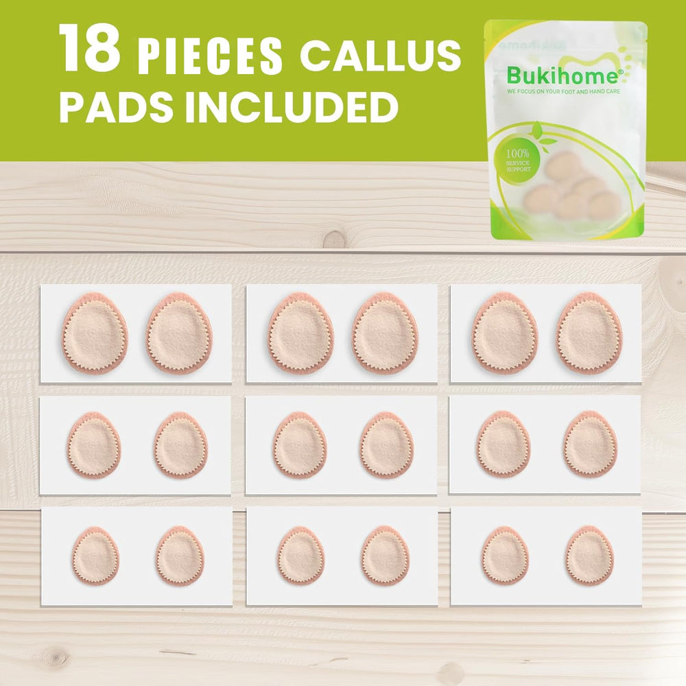 Bukihome self-stick cushion applied to heel area for all-day comfort
