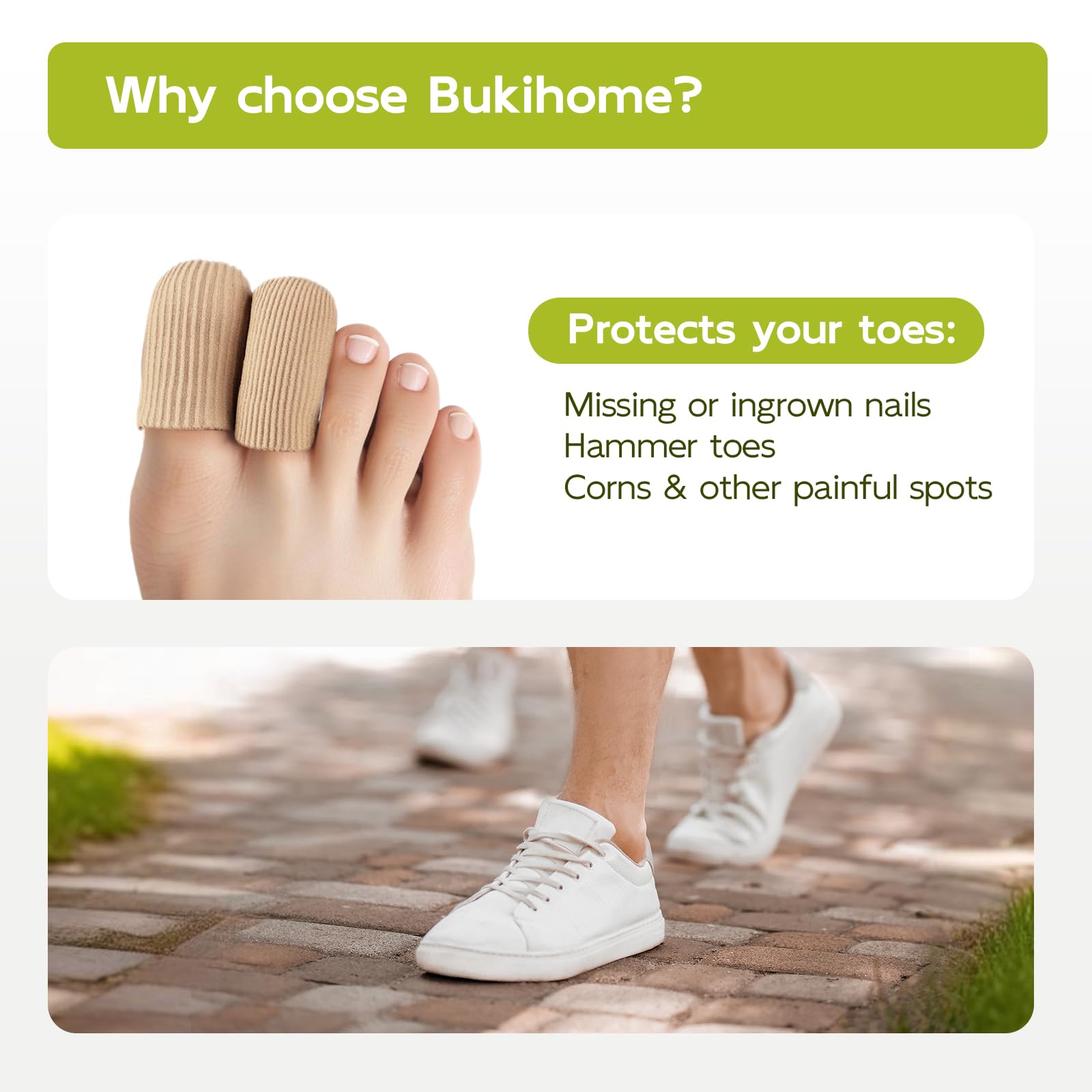 Bukihome medium toe protector cap on toe closeup 1