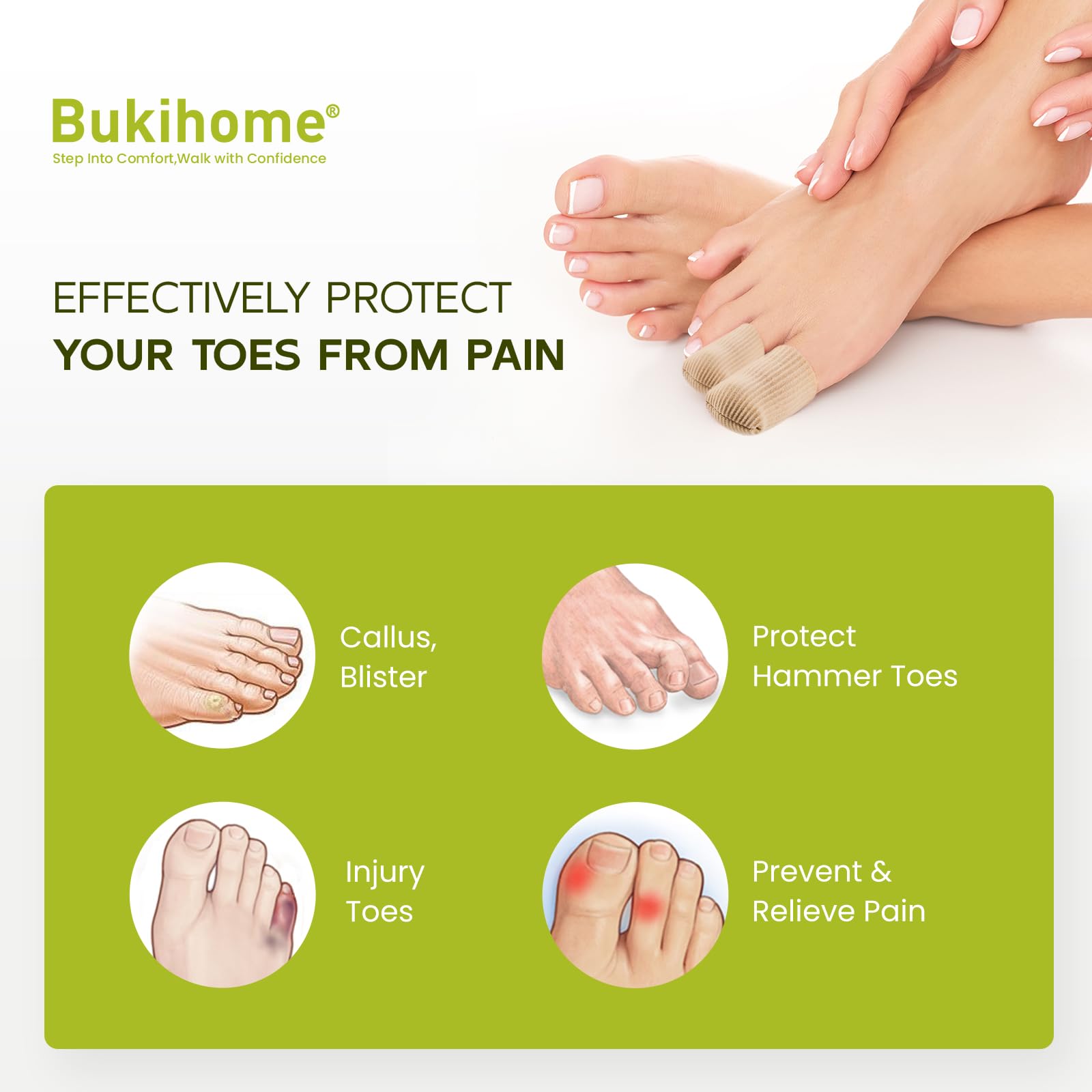 Bukihome medium toe protector cap on toe closeup 2