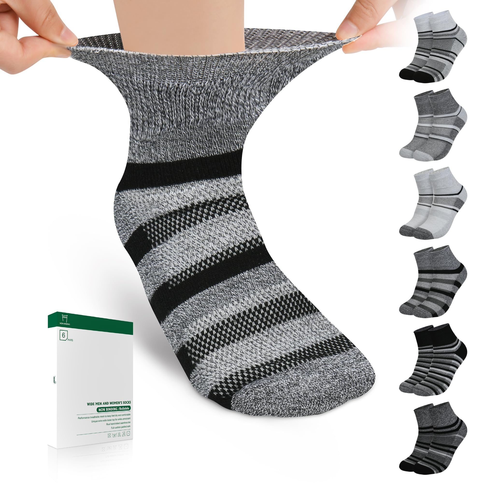 Bulinlulu diabetic socks with ankle-wide top for a comfortable, non-binding fit.
