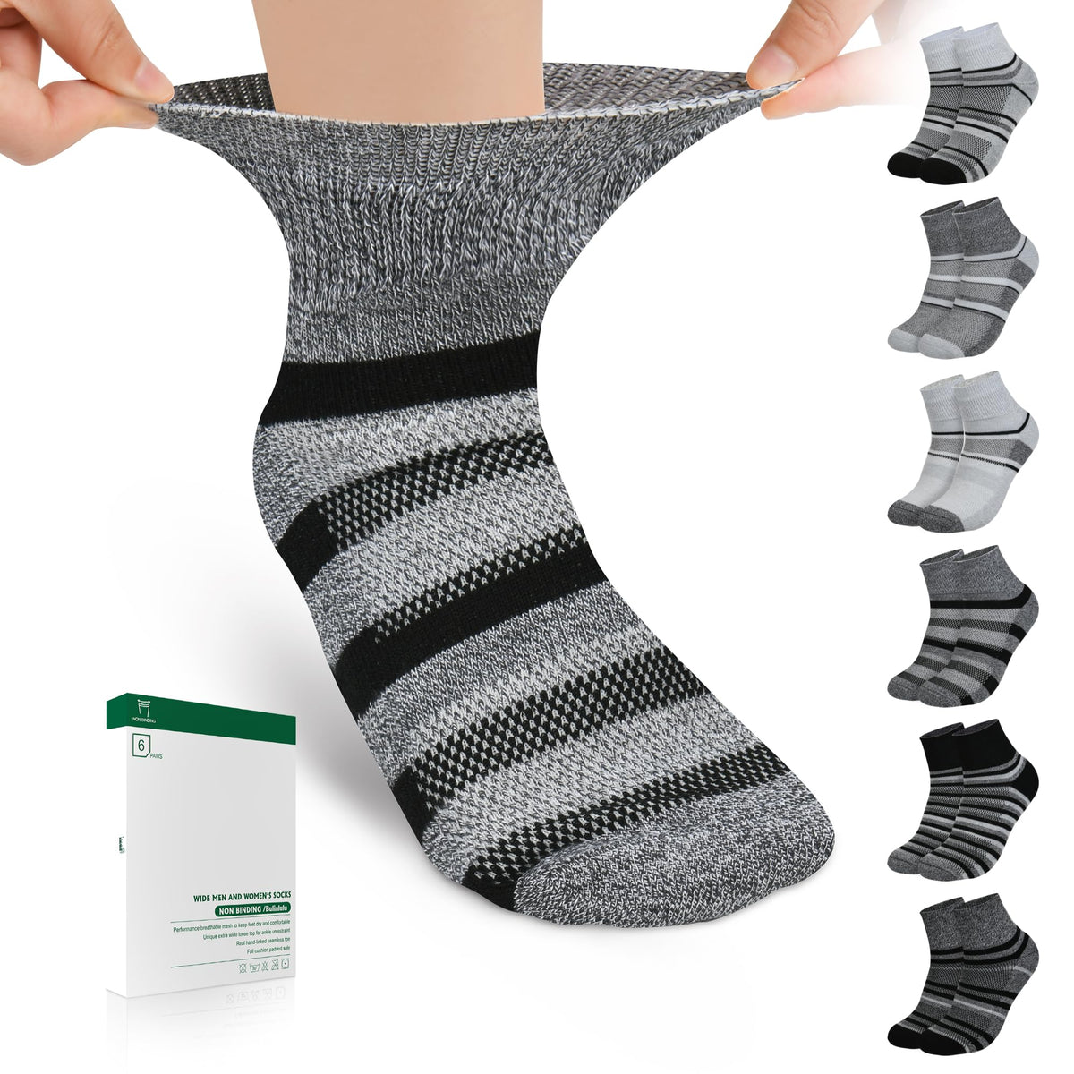 Bulinlulu diabetic socks with ankle-wide top for a comfortable, non-binding fit.