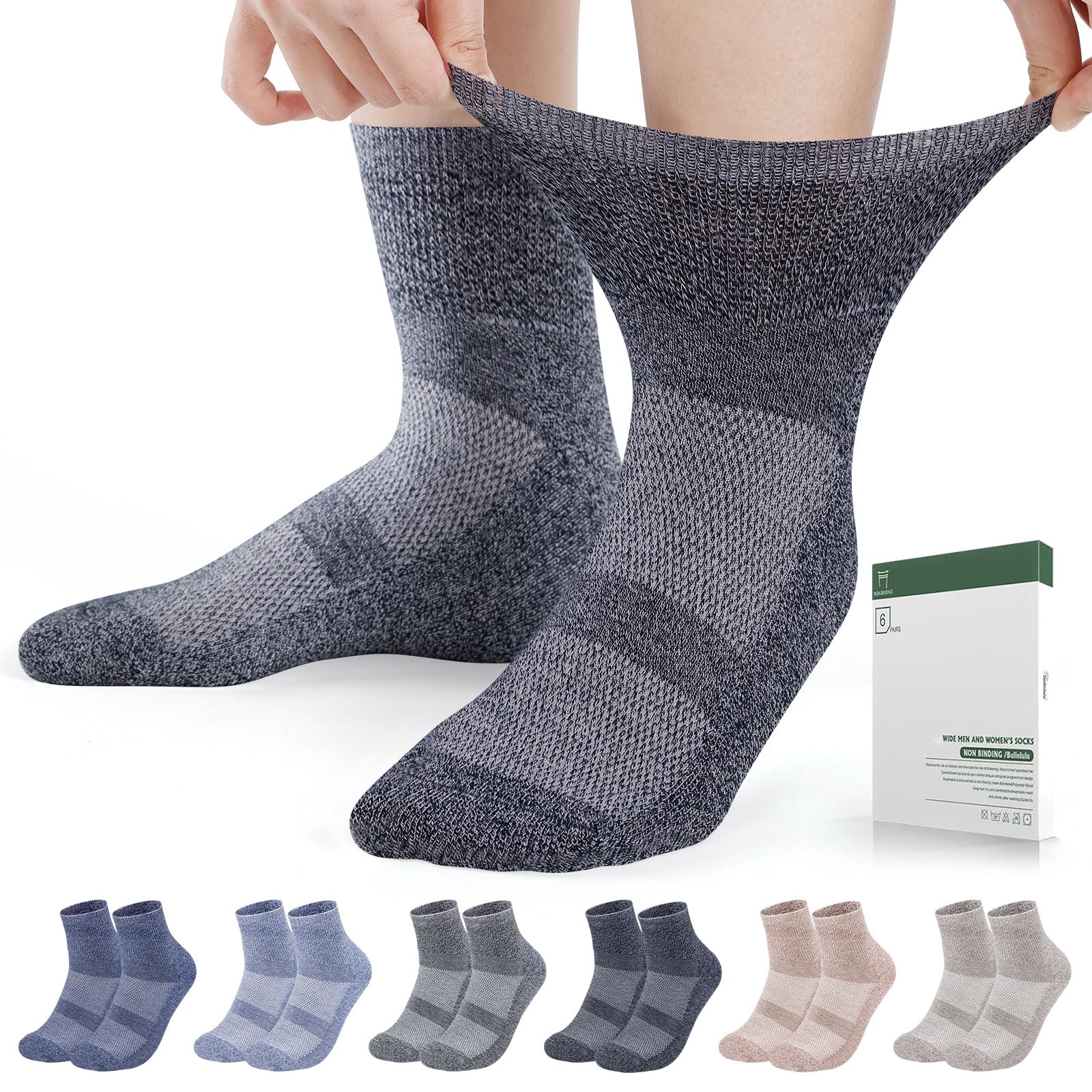 Bulinlulu diabetic socks in a dark color, showcasing non-binding comfort for daily wear.