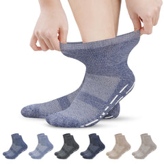Bulinlulu diabetic socks with grips pack six in dark-medium for non-slip safety.