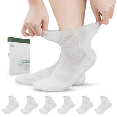 Bulinlulu diabetic socks with grippers, top view shows non-binding comfort for all-day wear.