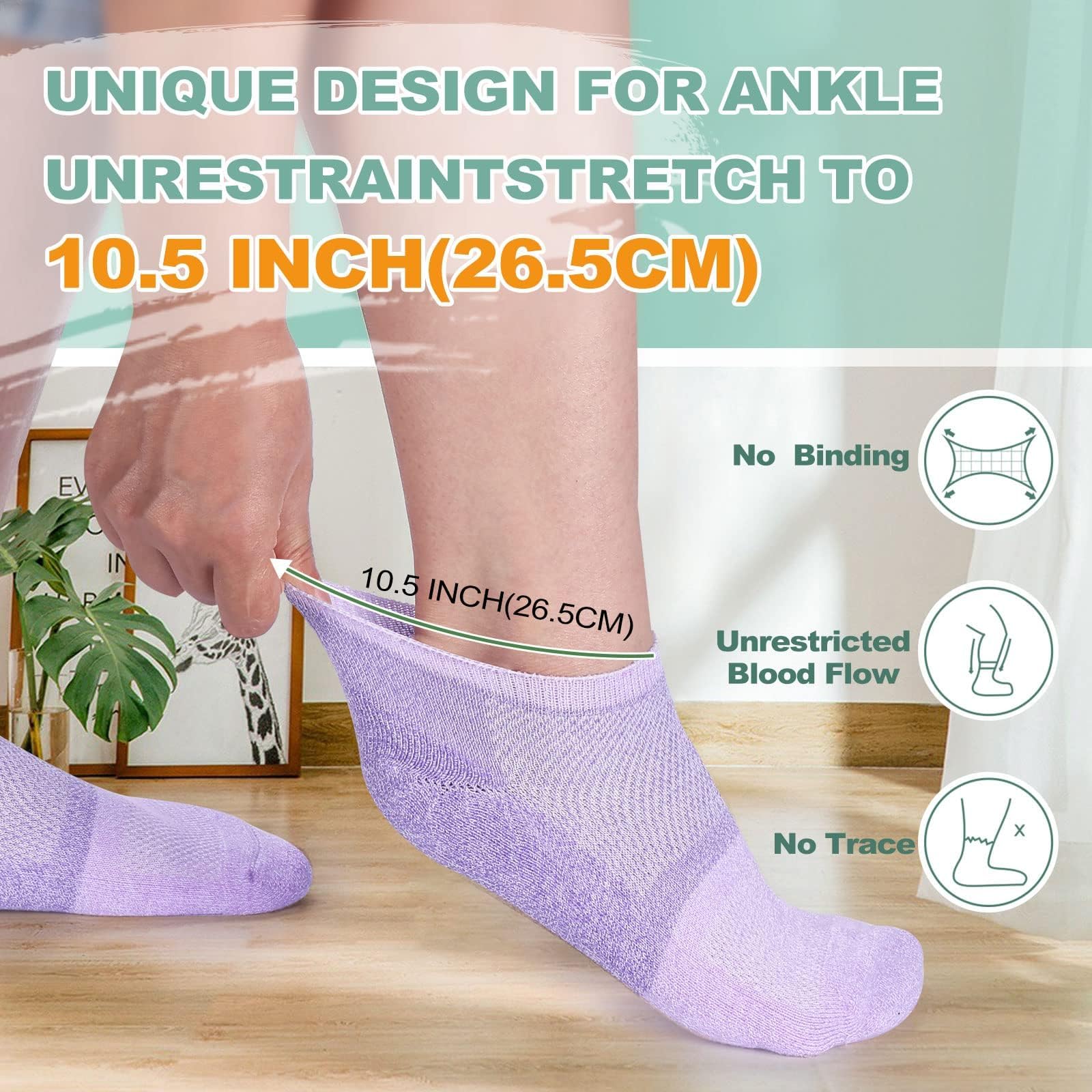 Bulinlulu diabetic socks low-cut fit for discreet wear under sneakers.
