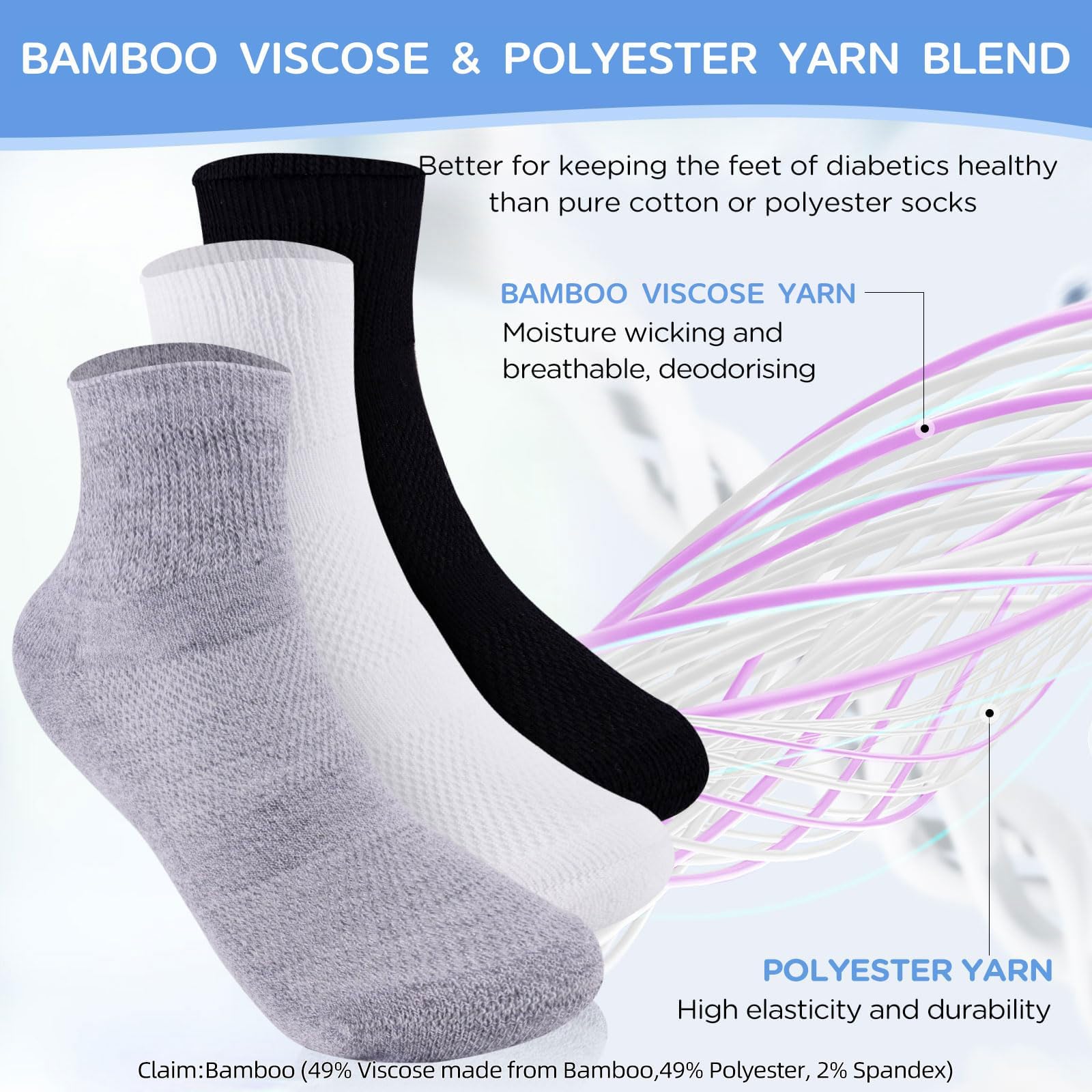 Bulinlulu diabetic socks multi-size for easy pull-on comfort.