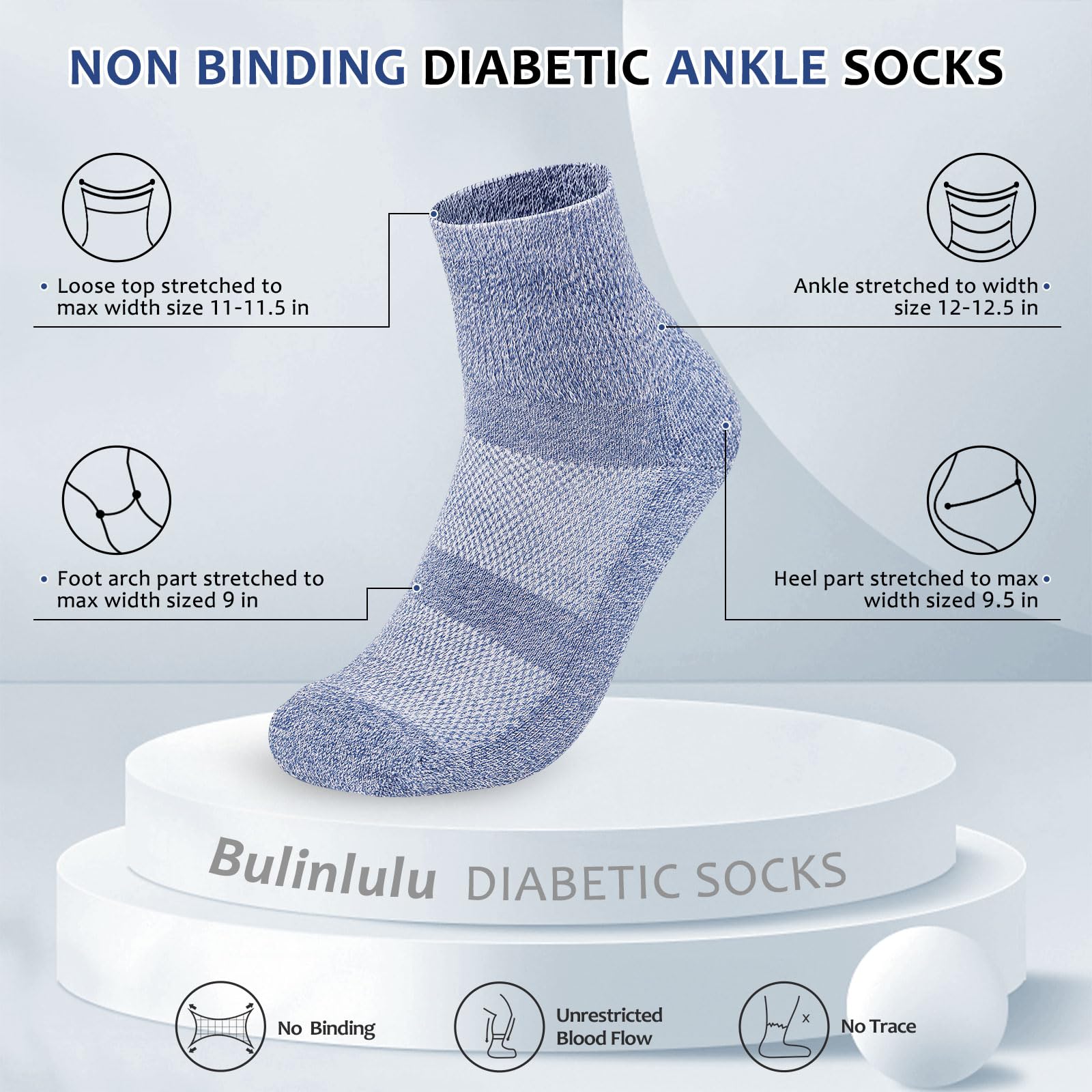 Close-up of the stay-up top showing secure, gentle ankle support from Bulinlulu.