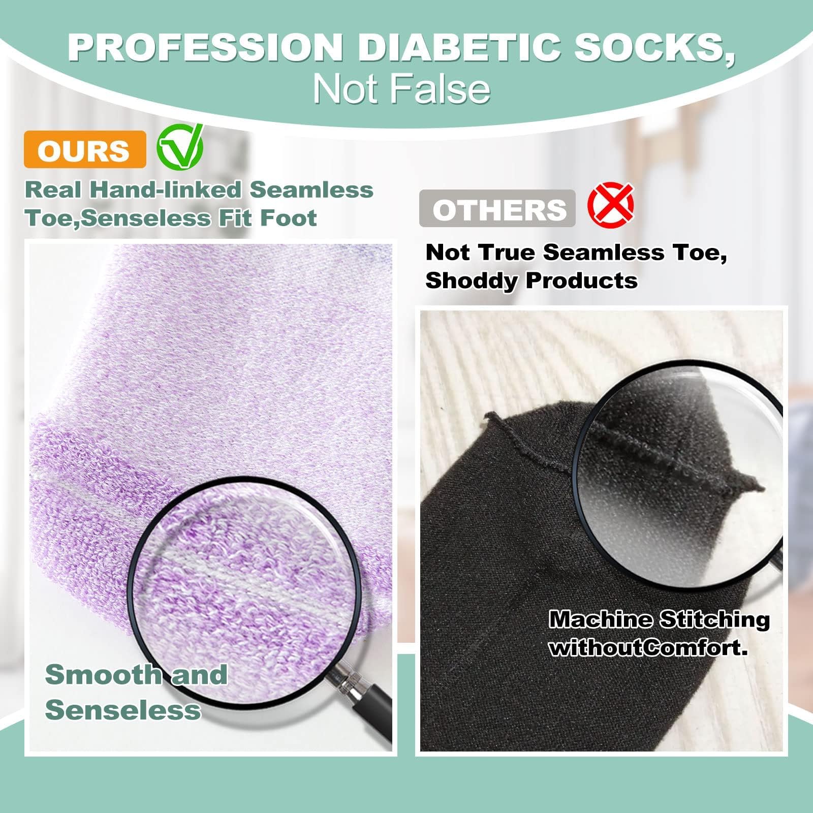 Bulinlulu diabetic socks non-binding top to reduce pressure.