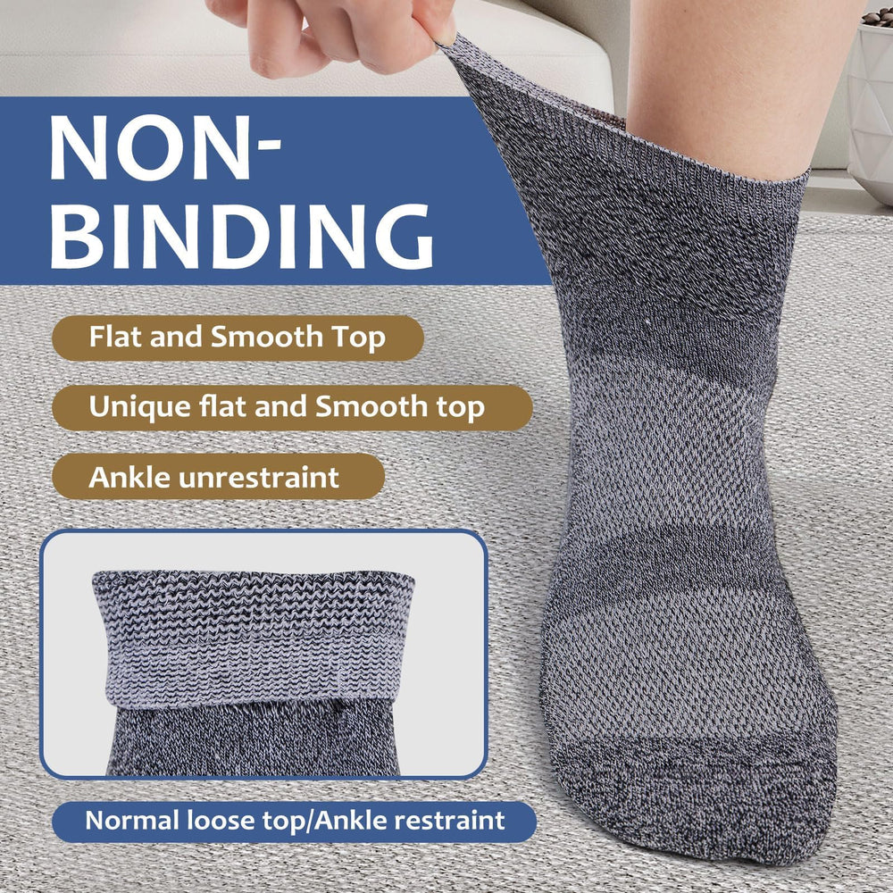 Bulinlulu diabetic socks showing seamless toe design for smooth wear.