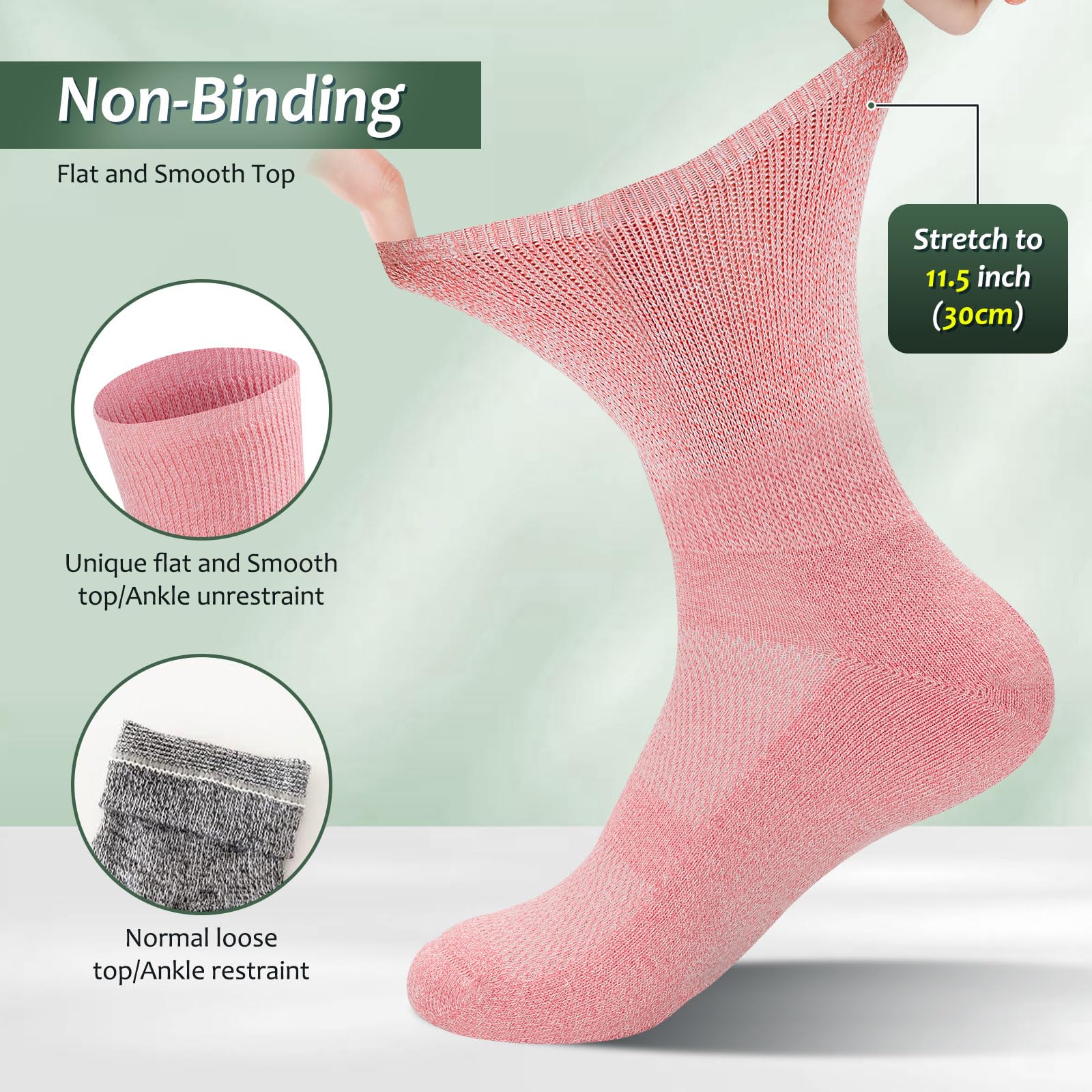 Bulinlulu seamless-toe diabetic socks minimize friction for all-day comfort.