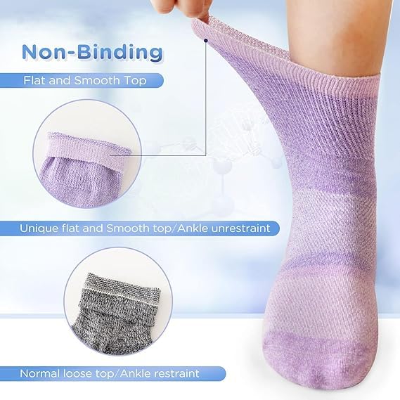 Bulinlulu diabetic socks with seamless toe to reduce irritation during wear.