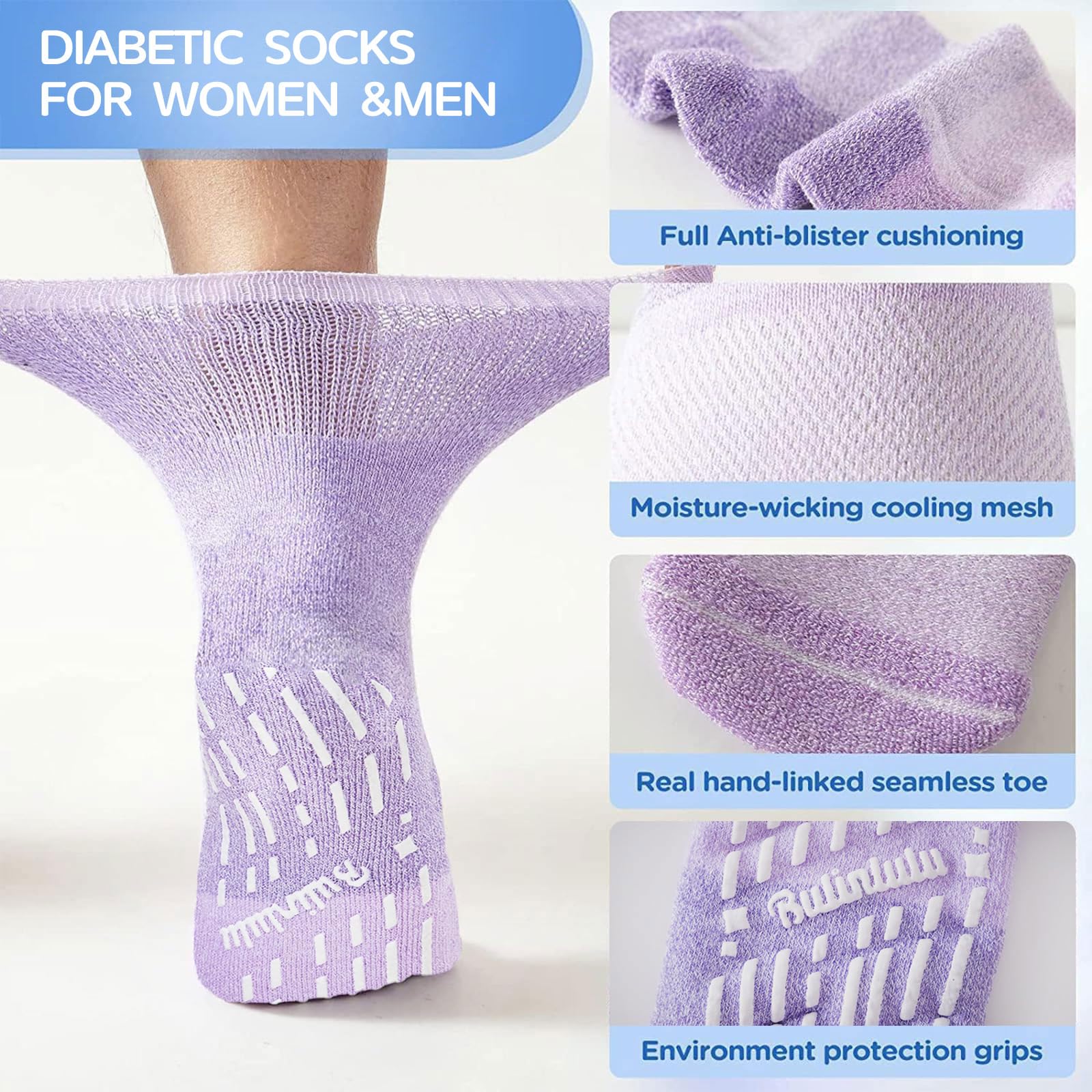 Two sizes shown for Bulinlulu socks offer relaxed, easy fit