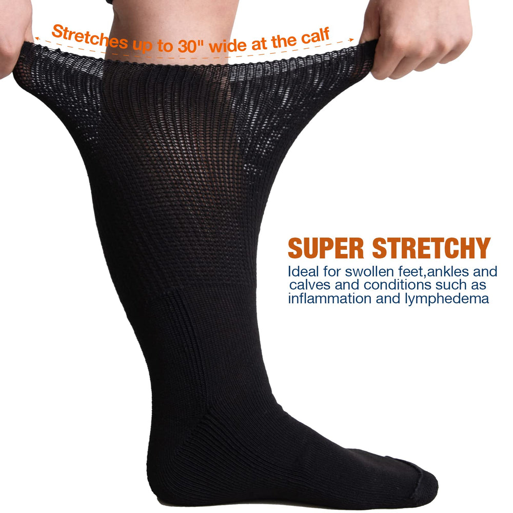 Bulinlulu extra wide socks feature inverted toe seam to reduce irritation.