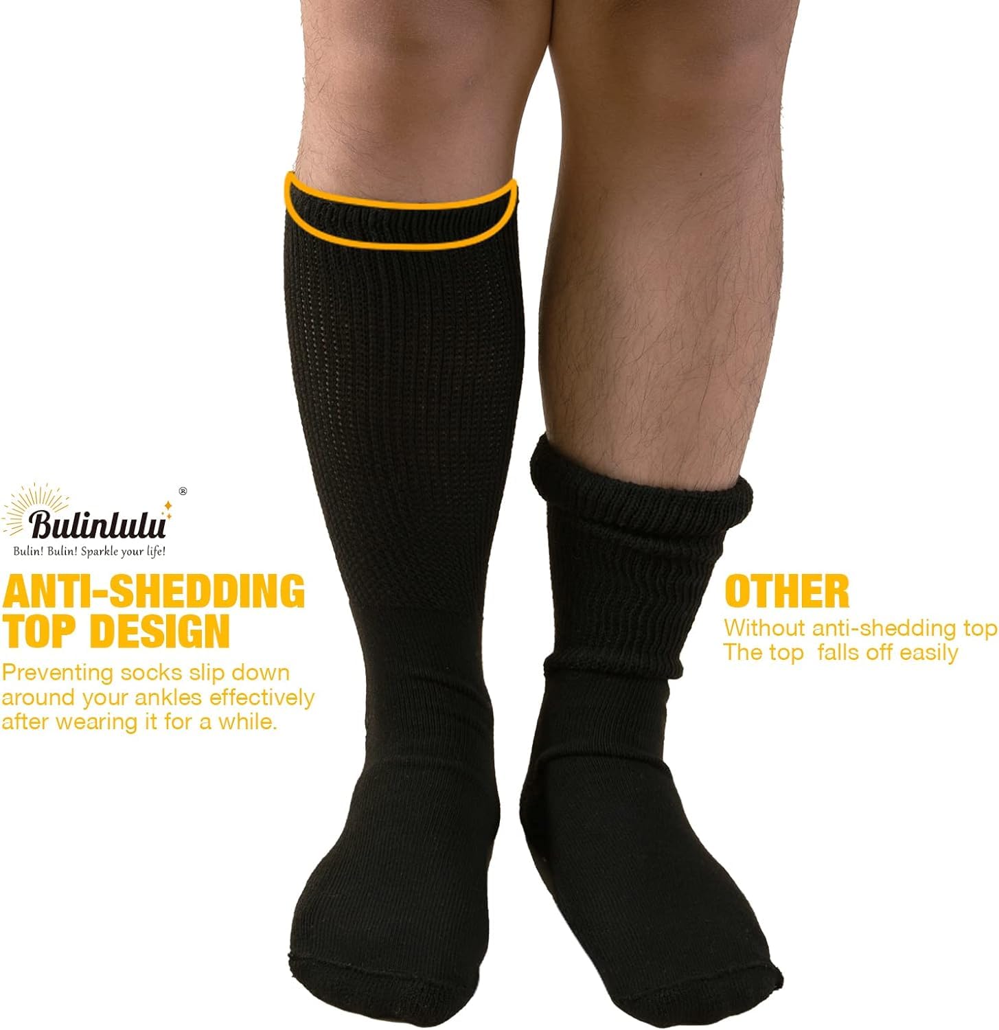 Bulinlulu extra width socks with thick footbed for cushioned comfort