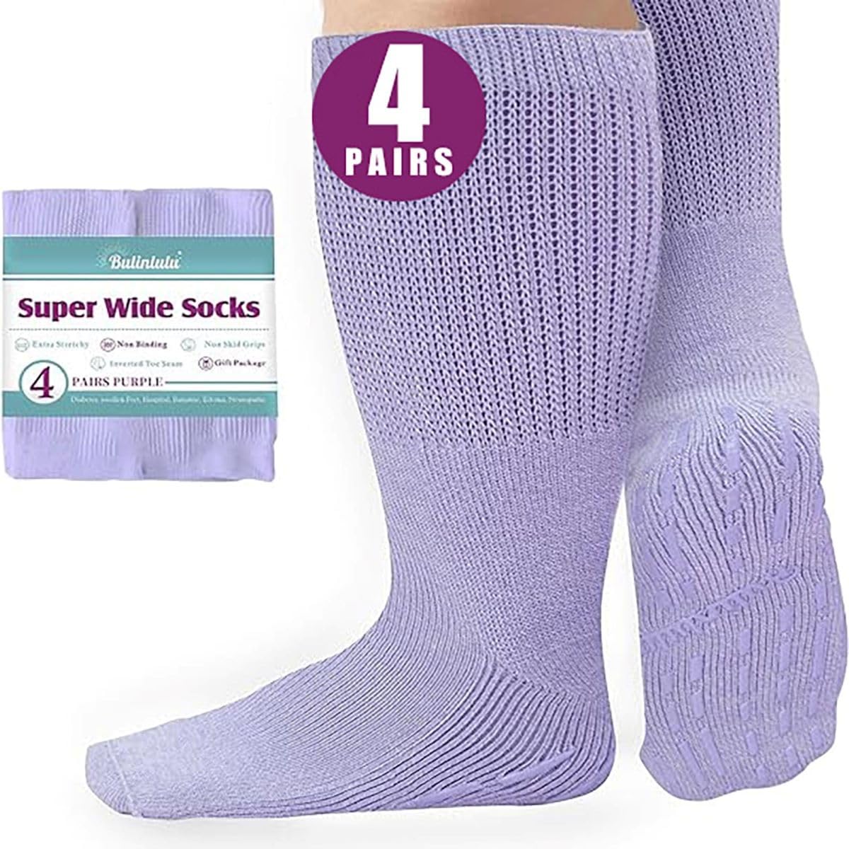 Bulinlulu extra-width socks with top stretch for swollen feet and roomy comfort.