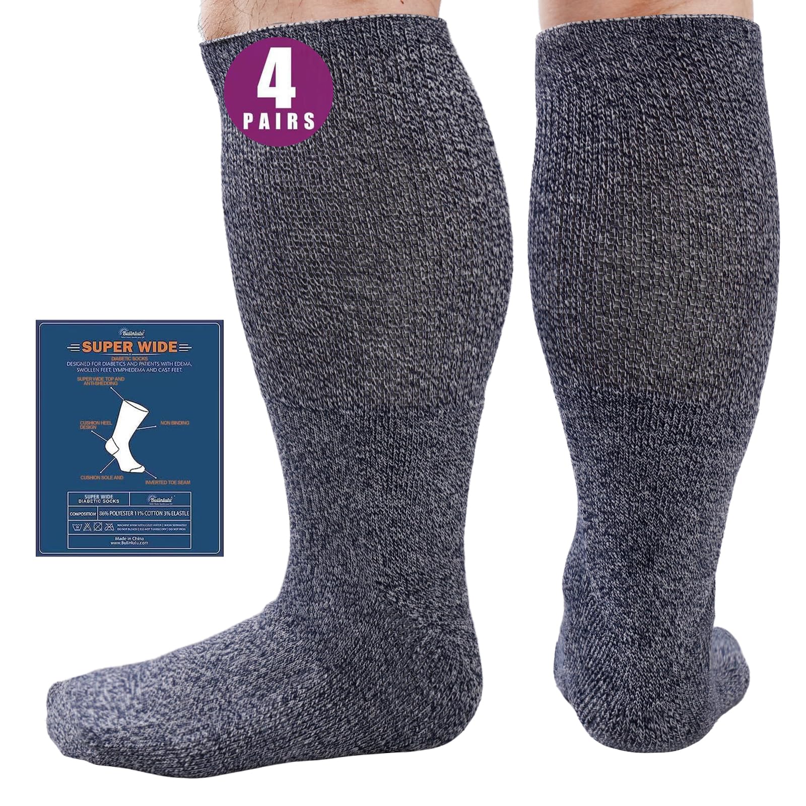 Bulinlulu extra width socks with top stretch for swollen feet