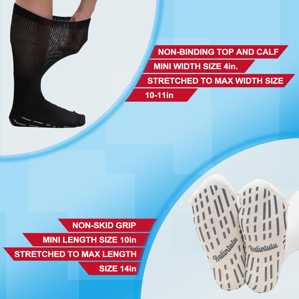 Bulinlulu navy hospital socks with moisture-wicking polyester for dry feet.