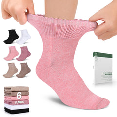 Bulinlulu Women's Diabetic Socks Flower A design with non-binding top for gentle comfort.