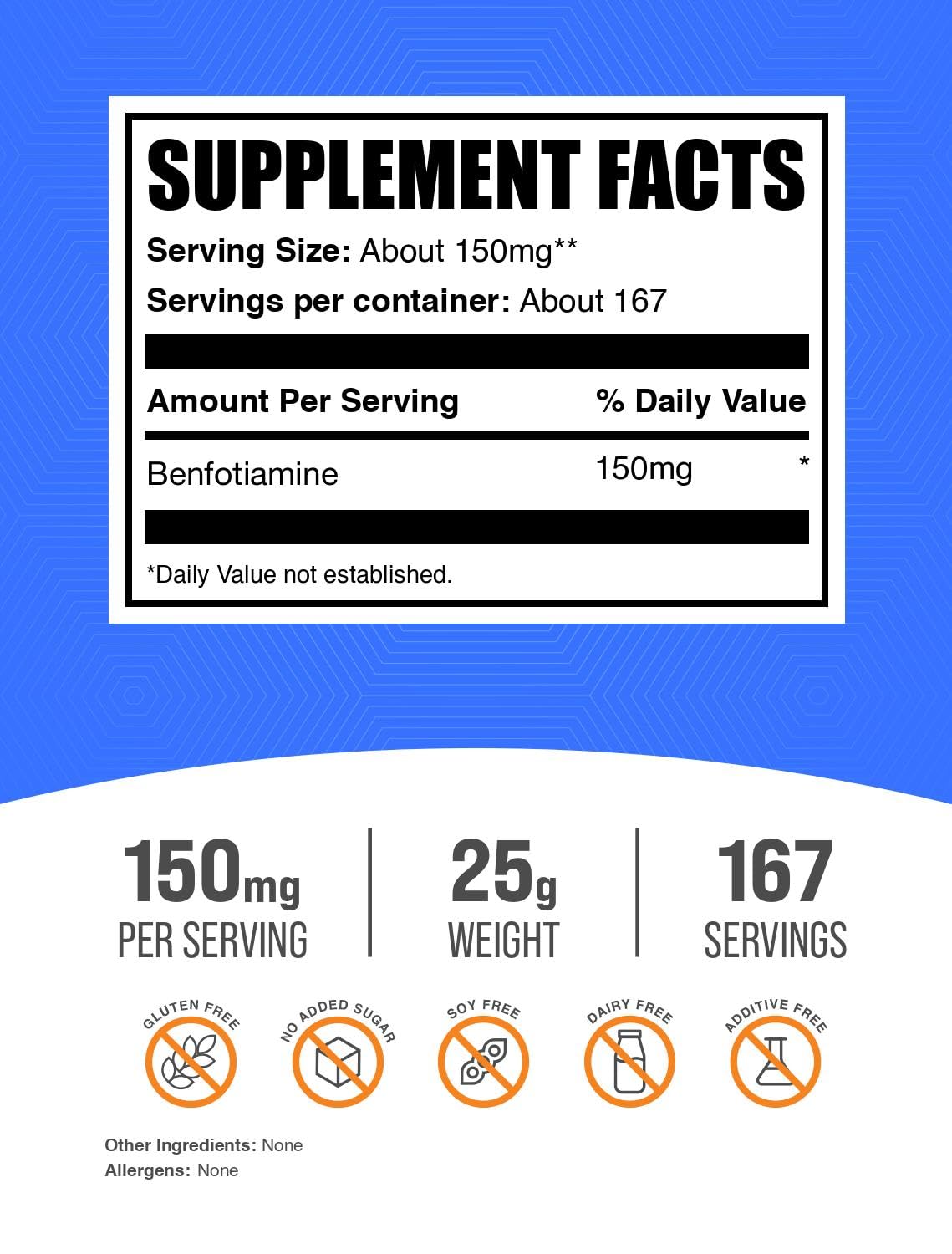 BulkSupplements benfotiamine powder jar for simple daily supplementation.