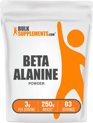 BulkSupplements Beta Alanine powder bottle supports strength and performance goals during workouts.