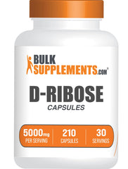 BulkSupplements D-Ribose capsules in bottle for convenient daily energy support.