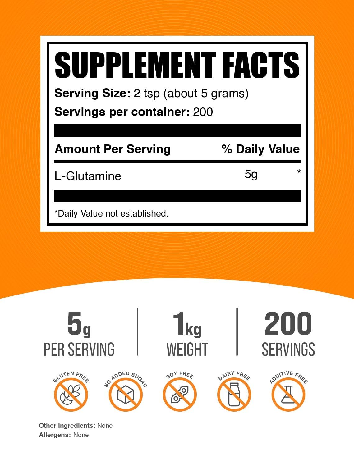 BulkSupplements L-Glutamine powder unflavored blends smoothly into beverages.