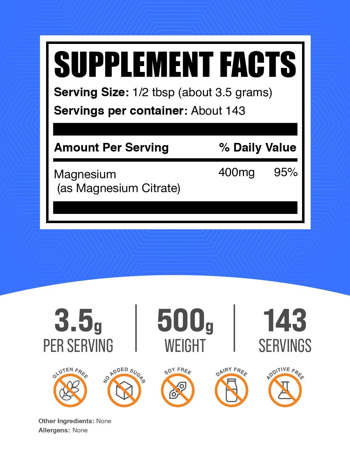 BulkSupplements Magnesium Citrate Powder pour bottle for easy portion control