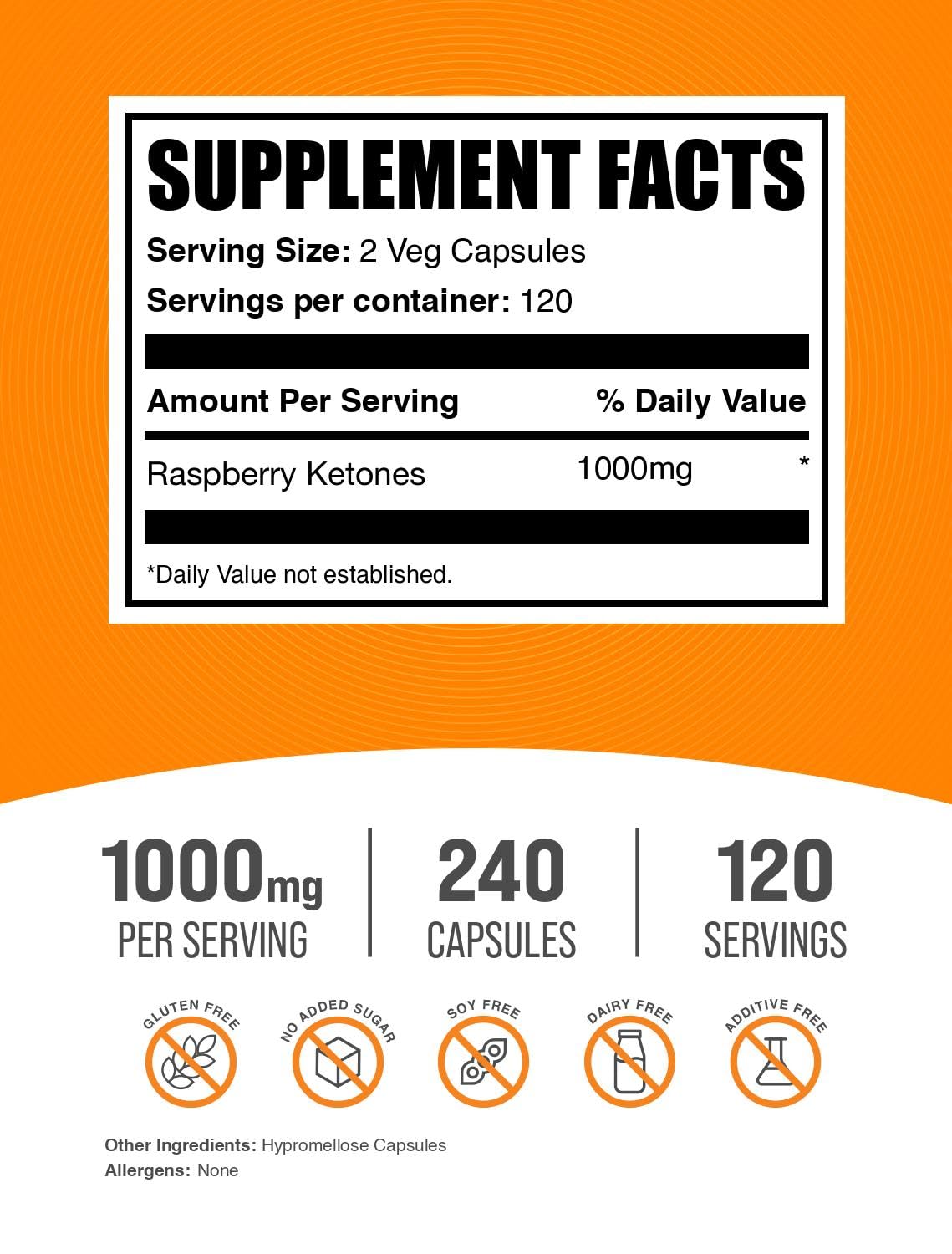 Close-up of Raspberry Ketones capsules, compact for daily use.
