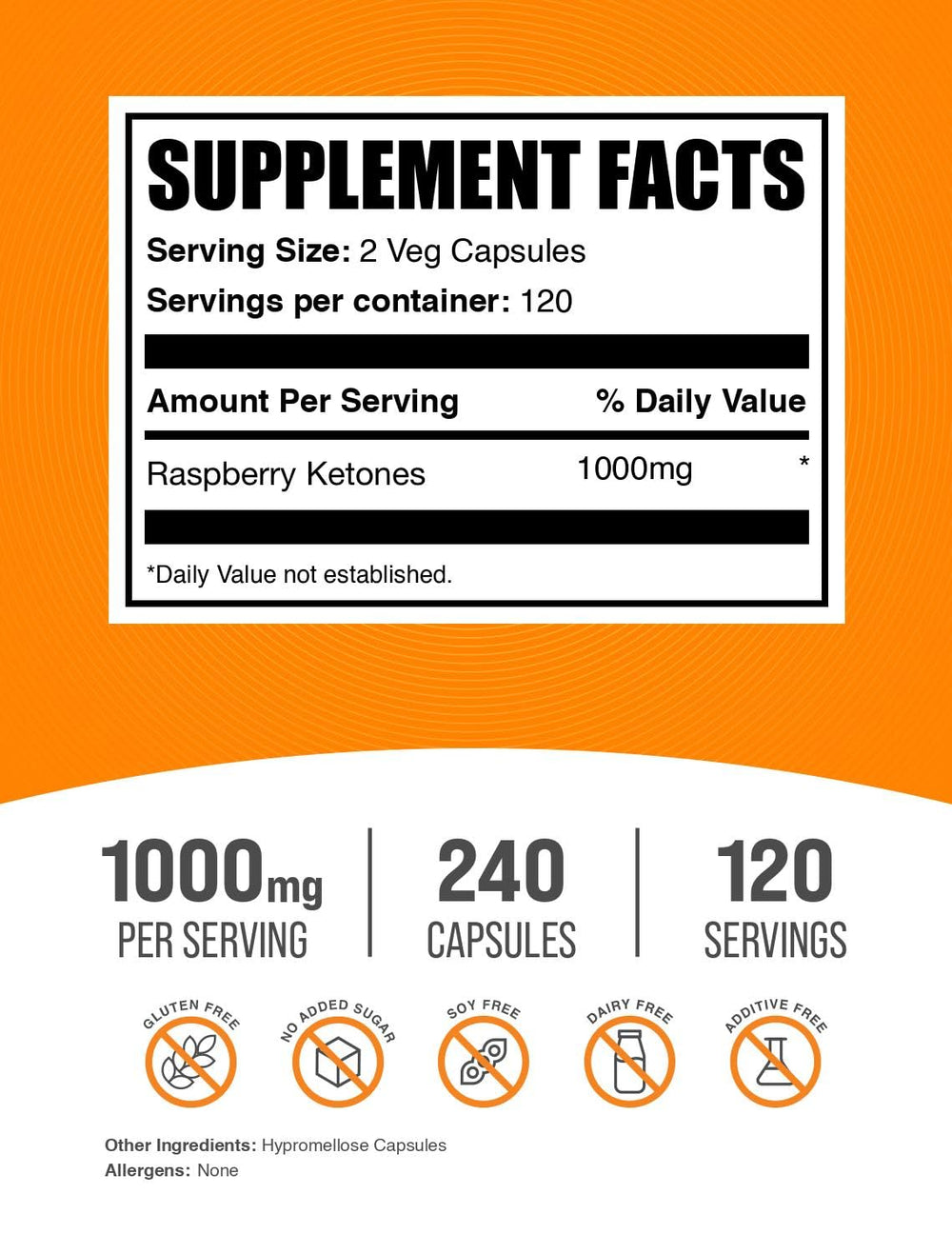 Close-up of Raspberry Ketones capsules, compact for daily use.