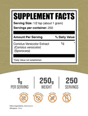 BulkSupplements Turkey Tail powder with scoop ready for easy mixing.