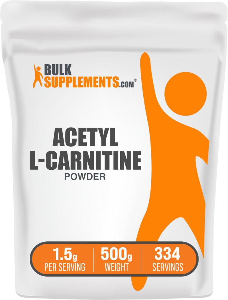BulkSupplements Acetyl L-Carnitine powder bottle front view for daily wellness support