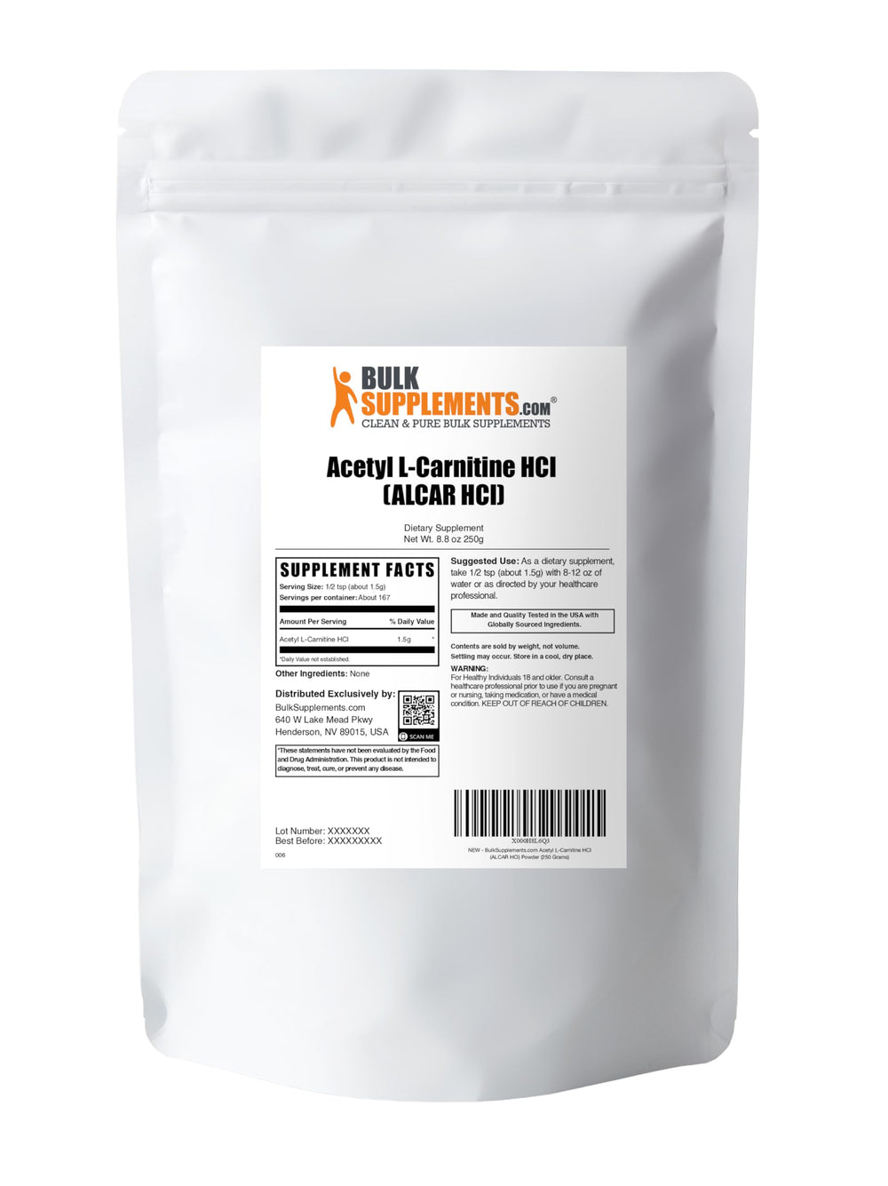 BulkSupplements Acetyl L-Carnitine powder being poured into a drink