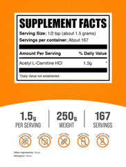 BulkSupplements Acetyl L-Carnitine powder scoop for precise 1.5 g servings