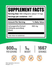 BulkSupplements Ashwagandha label close-up signals quality for mindful routines.