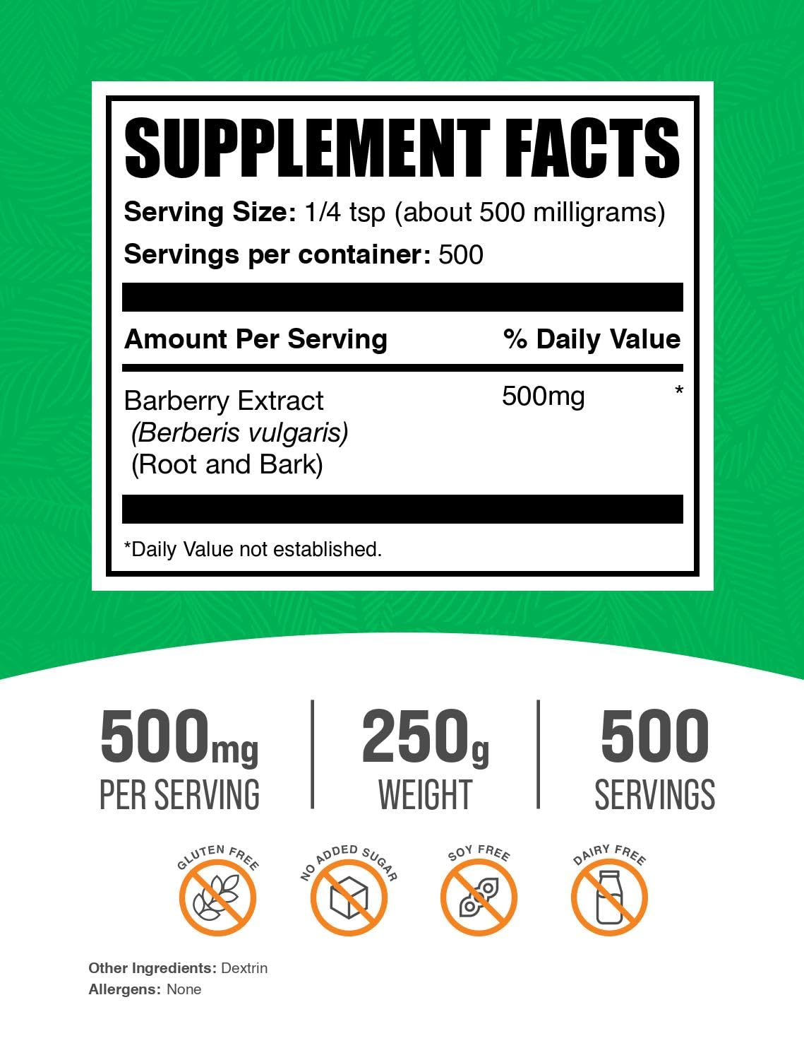 Included scoop with BulkSupplements Barberry Extract Powder enables precise servings.