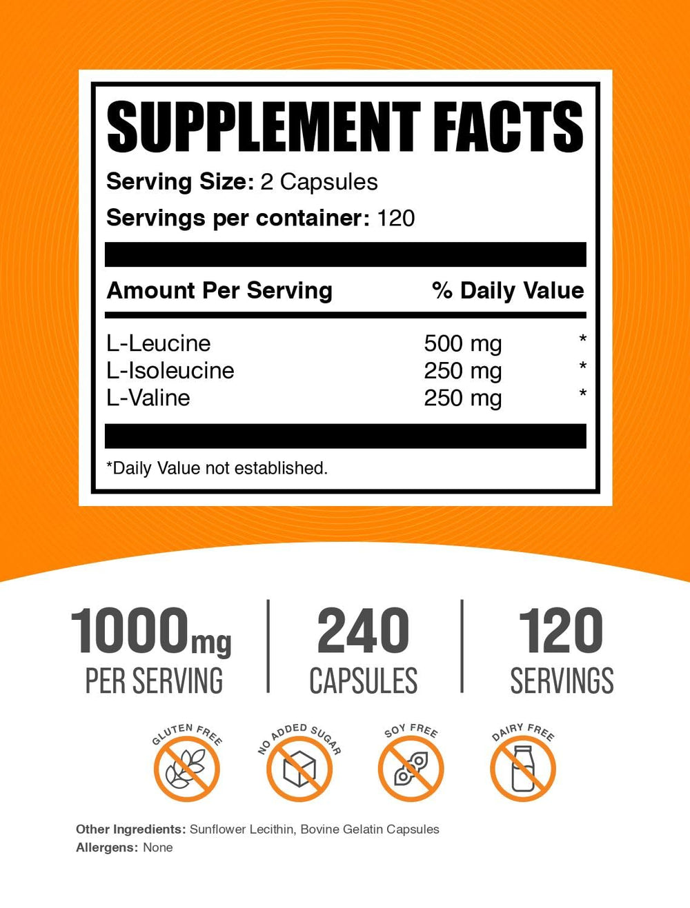 BulkSupplements BCAA 2:1:1 capsules packaging showing compact daily use