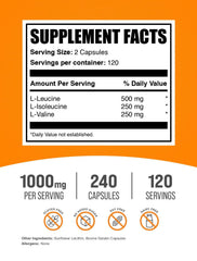 BulkSupplements BCAA 2:1:1 capsules packaging showing compact daily use