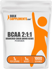 BulkSupplements BCAA powder front view with unflavored formula for versatile mixing