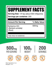 Close-up of BulkSupplements Berberine HCl powder texture ideal for mixing.