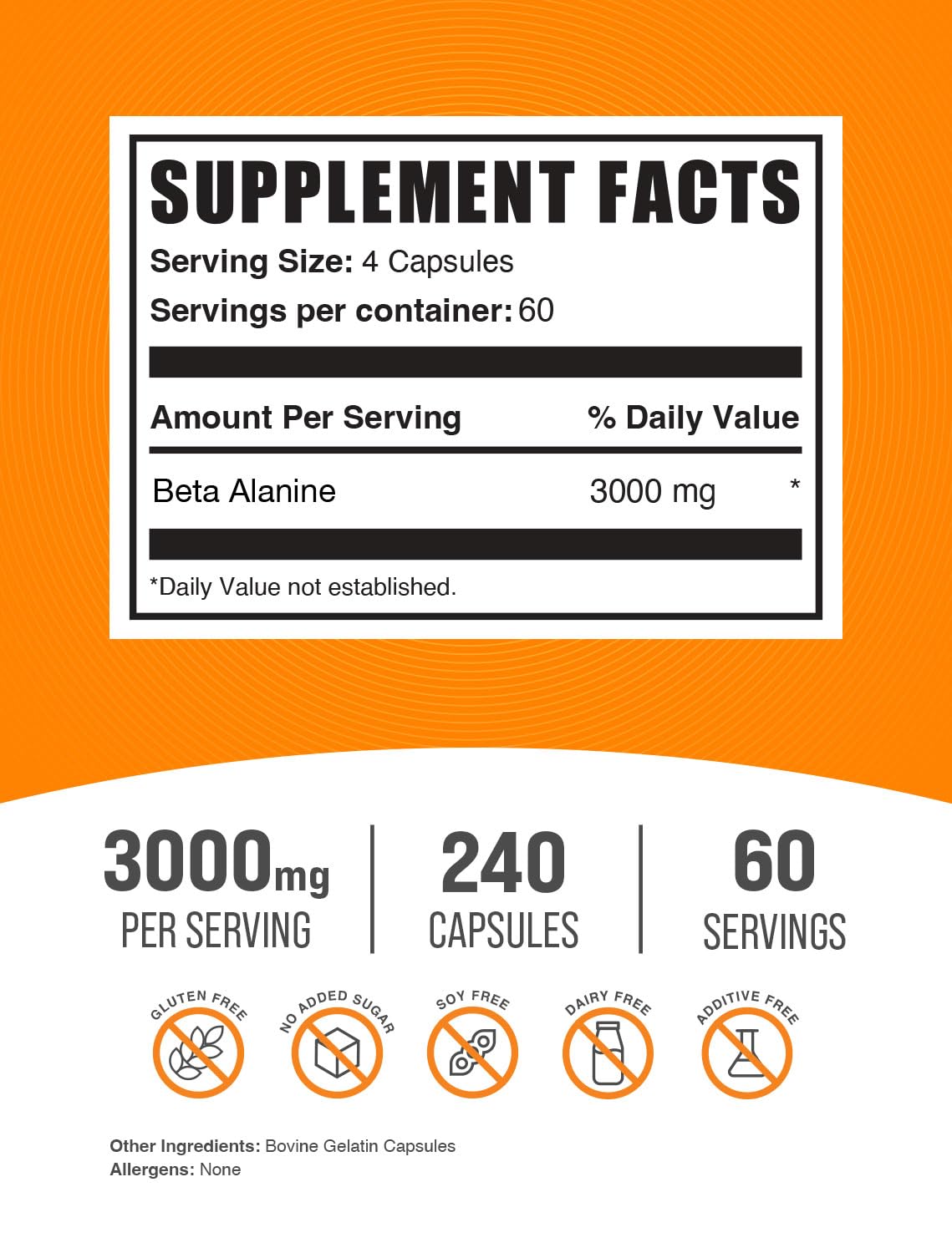 BulkSupplements Beta Alanine capsules dispensing area—easy 4-capsule serving.