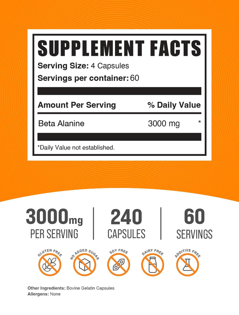 BulkSupplements Beta Alanine capsules dispensing area—easy 4-capsule serving.