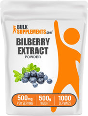 BulkSupplements Bilberry Extract Powder with scoop for easy daily antioxidant routine.