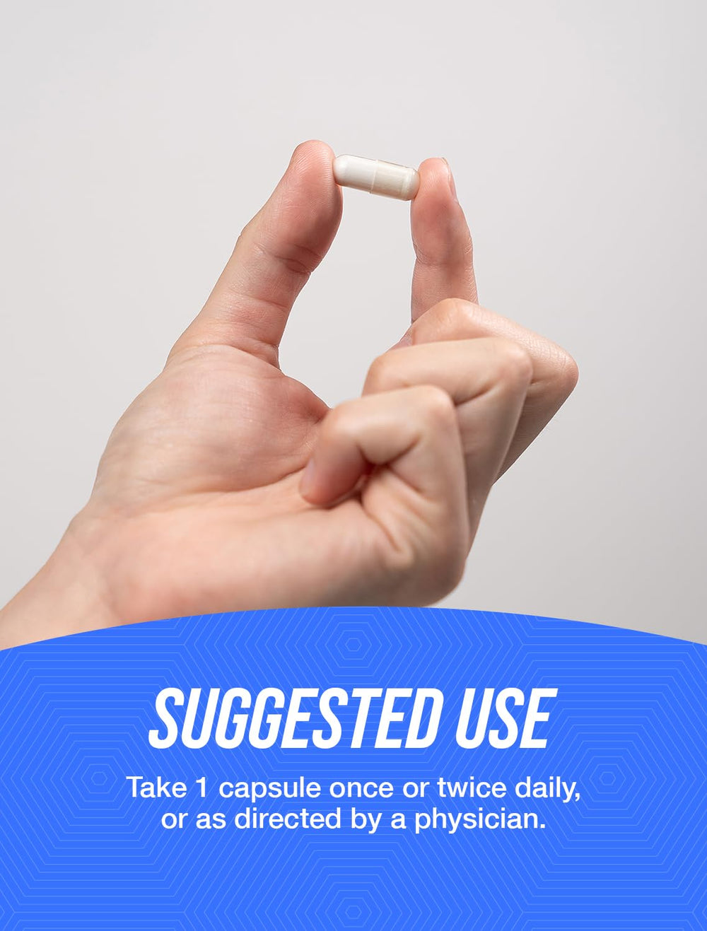 Biotin 10000mcg capsules on a clean countertop showing gluten-free packaging.